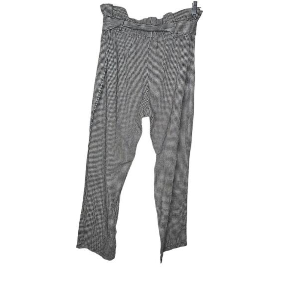 Shein Curve Black & White Gingham Belted Paperbag Waist Pants Women's 1XL - Picture 2 of 6